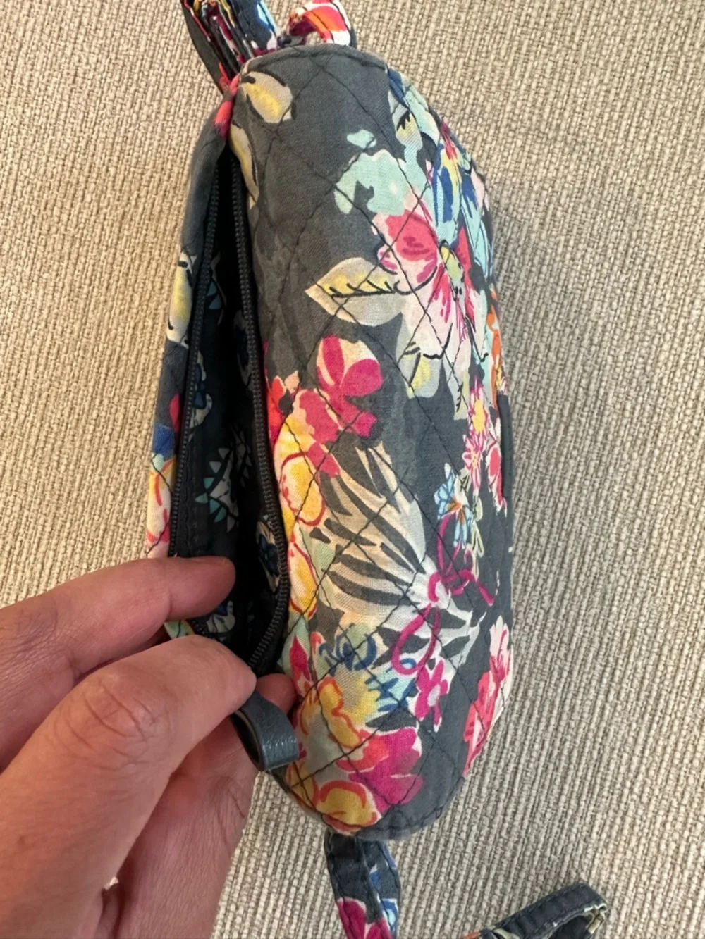 Vera Bradley Navy Floral Quilted Crossbody Wallet - Picture 5 of 7